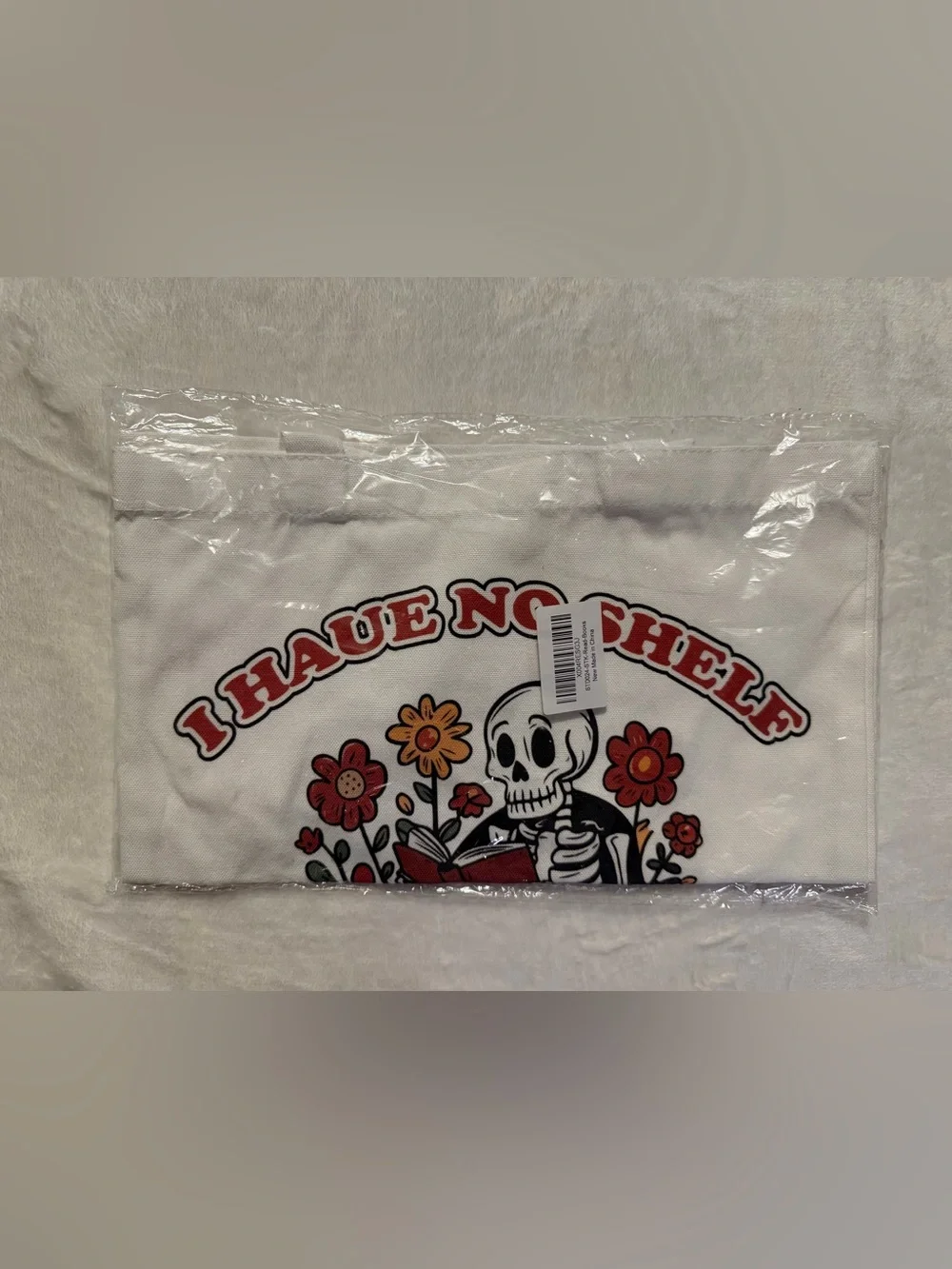 White Graphic Tote Bag 